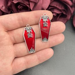 5pcs 40*17mm Gothic Coffin Spider Web Charm Enamel Coffin Halloween Pendant DIY Necklace Earrings Handmade Jewellery Accessories