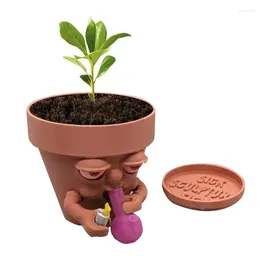 Vases Cute Flower Pot Man Resin Potted Plant Home Plants Potters Mini Cactus