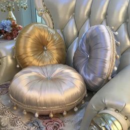 Pillow Luxury Fashion Super European Throw Round Beaded Fringed Handmade Pleated Wheel Pumpkin Seat Pad Cover