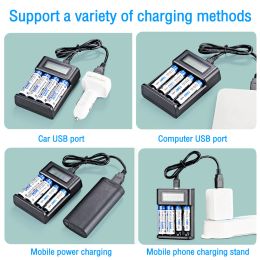 4 Slots Smart LCD USB Charger Lithium Batteries Charging Adapter Fast Charging for NI-MH/NI-CD AA AAA 1.2V Rechargeable Battery