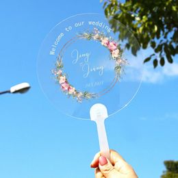Personalised Wedding Photo Plastic Fan, Birthday Party Gifts, Round, Clear, Custom Name Date, Photo Props, 30PCs, Free Shipping