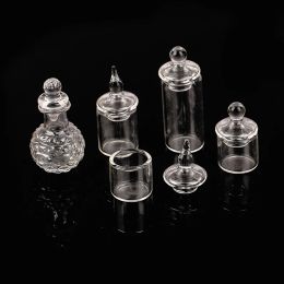 1Pc Dollhouse Miniature Clear Glass Jar Candy Bean Storage Bottle Tiny Jar With Cover Kitchen Decor Toy Doll House Accessories