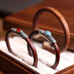 Bangle Handmade Unique Natural Wild Knotless Chicken Blood Vine Tibetan Silver For Women Men Couples Jewelry YBR97