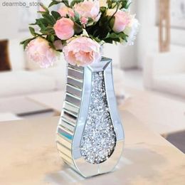 Arts and Crafts Broken diamond mirror vase crystal silver lass decorative vase luxury home decoration vase L49