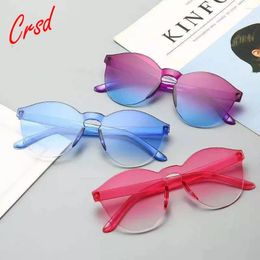 Sunglasses Clear Color For Women Rimless Vintage Goggles Men Fashion Ladies Cat Ear Eyewear Cool Candy Transparent Sun Glasses
