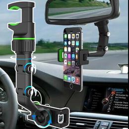 Car Rearview Mirror Phone Holder Adjustable Cell Phone Automobile Cradles 360° Rotating Car Mobile Phone Holder Stand Bracket