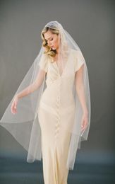 Juliet style cap Wedding Veil White Ivory Champagne one layer Bridal Veil knee Length Rhinestones edge4810502