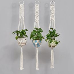 Cotton Rope Woven Hanging Basket 41inch Pendants Cotton Pot Net 3pcs Per Set Indoor Outside Decorative Plant Pots 0412