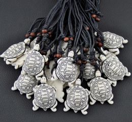 Jewellery whole 12pcsLOT men women039s yak bone carved lovely white Sea Turtles charms Pendants Necklaces Gifts MN3305752844