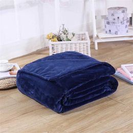 Blankets Winter Flannel Blankets For Beds 230Gsm Solid Soft Warm Thin Coral Fleece Bedspread Sofa Cover Faux Fur Plaid Blanket