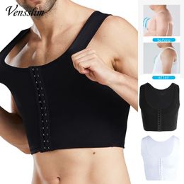 Men Body Shapers Chest Compression Corset Seamless Building Corrector Posture Shaper Back Support Vest with Hooks 240327