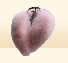 Real winter new pink fox scarf coat jket shawl women female furry fur collar Y2010076448013