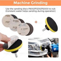 3inch Car Polishing Pad Buffing Waxing Sponge Wool Polishing Disc 15Pcs/Set Sandpaper for Car Polisher Drill Adapter Polish Kit