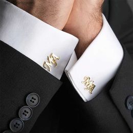 Cuff Links Tangula Custom Cufflinks for Groom Stainless Steel Mens Initials Cufflinks Personalized Wedding Best Man Jewelry Gift Y240411HMSO