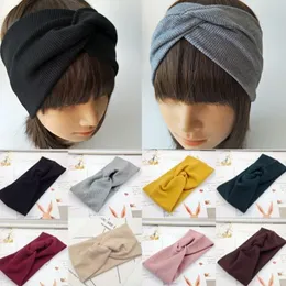 Frauen Baumwollturban Twist Knot Head Wrap Stirnband Twisted Knotted Hair Band grau