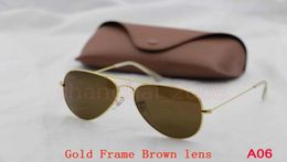 2020 High Quality Classic Pilot Sunglasses Designer Brand Mens Womens Sun Glasses Eyewear Gold Metal Green 58mm 62mm Glass Lenses 9252536