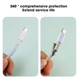 Laser 1.4M USB Data Cable Protector Charging Line Headphone Cable Spiral Winder Rope Cover Wrap Wire Organizer for Iphone Xiaomi