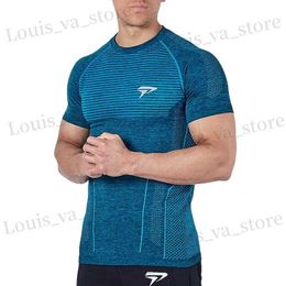 Men's T-Shirts Men Compression Short Slve T-shirt Gym Bodybuilding Shirt Male Summer Tight Quick dry T Tops Brand Training Clothing T240411