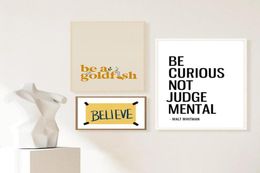 Paintings Poster Be Curious Not Judgemental Inspirational Quote Art Print Yellow Believe Sign Canvas Painting Wall Pictu6196285