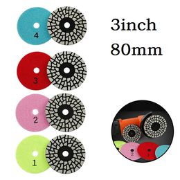 1pc 3"/4" Dry Polishing Pad 4 Steps Flexible Diamond Polishing Pad For Granite Marble Stone Grinding Sanding Disc