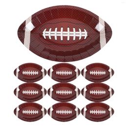 Disposable Dinnerware 20pcs Football Paper Plates Shaped Party Rugby Serving Trays