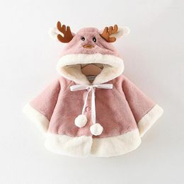 Jackets Dulce Amor Baby Girl Christmas Elk Hooded Coat Cloak Winter Warm Toddler Year Clothes Outerwear With Ball Drop