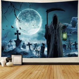 Halloween Tapestry Horror Zombies Dead Men Graveyard Tapestry Doomsday Theme Tapestry Wall Hanging for Bedroom Living Room Dorm