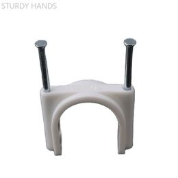 50-100Pcs PE Plastic Round Wire Clamp Line Buckle Fixing Cable Clips White Steel Nail Wall Hanging Screw Cable Mount Fixed Tools