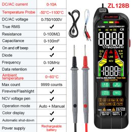 Digital Tester Multimeter ZL126B/ZL128B Professional Tester Metre AC DC Current Voltage Detector Pen Capacitance Temp Detector