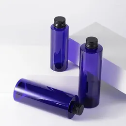 Storage Bottles 100ML 200ML 250ML Empty Plastic PET Lotion 8oz Blue Cosmetic Shampoo Sample Container Liquid Refillable Bottle With Aluminium