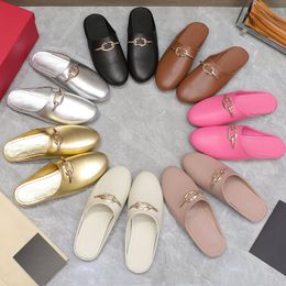 VLogo Signature leather mules Top quality slippers New women's slippers for spring and summer designer women Shoe factory design shoebox