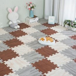 Play mats Interlocking Wood Grain Puzzle Floor Foam Carpet Thick and Durable Playmat for Baby Easy to Clean Assemble 3030cm 240411