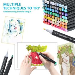 Kids Students Dual Head Manga Drawing Pens Art Supplies 12/48 Colours Single Art Markers Brush Pen Sketch Alcohol Based Markers