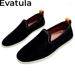 Casual Shoes Round Toe Suede Leather Flat Loafers Men High Quality Slip-on Lazy Spring Outwear Walking Single Male