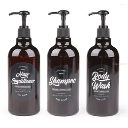 Liquid Soap Dispenser 500ml Empty Bottle For Body Wash Shampoo Hair Conditioner Nordic Hand Bath Jar Brown Plastic Storage