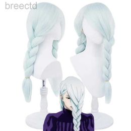 Anime Costumes Anime Kaisen Mei Cosplay Wig Light Blue Braids Braided Wigs Long Ponytails Hair for Halloween Costume Role Play 240411