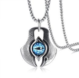 33x375mm Men039s Evil Eye Necklace in Stainless Steel Handmade Greek Jewelry Gift for Him Good Luck Eye Necklace5825777
