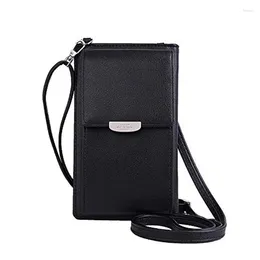 Drawstring Women PU Leather Holder Small Cell Phone Crossbody Shoulder Bag Purse Wallet