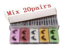 3D Colour Eyelashes Packaging Box Coloured Bottom Card Lash Cases with Curler and Tweezer Natural Thick Exaggerated Makeup False Eye9875735