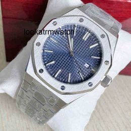 Armbanduhren Modegeschäft Silber Herren 42mm Uhr Sapphire Glass Mechanik Automatisches Datum Edelstahl wasserdichtes blaues Zifferblatt
