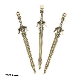 10PCS 5 Colours Mixed Alloy Charms Knight Sword Knife Gun Bow Weapons Pendant For DIY Handmade Jewellery Material 70X12mm