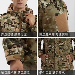 Men's Outdoor Camouflage Waterproof Jackets Tactical Military Soft Shell Fleece Coats Windbreaker Army Hooded Hunting Clothing
