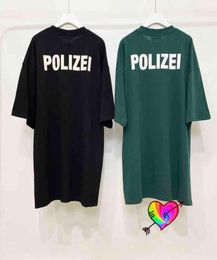 Black Green S 'Polizei' T-Shirt 2021 Men Women Text Printed s Tee Tonal Embroidered VTM Tops Short Sleeve G11154962370