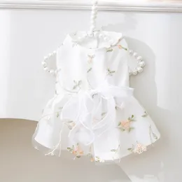 Dog Apparel Spring Teddy Princess Wind Skirt Summer Puppy Bow Dress White Pet Wedding 2024 Clothes XS-XL