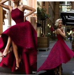 2024 Burgundy Cocktail Dresses Halter Sleeveless Lace Back Sexy Short Evening Gowns Custom Made Party Dress Free Shipping