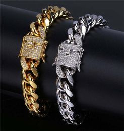 classic gold bracelet designer cuban link chain mens bracelet Silver Bracelets Jewelry 12mm Copper White AAA Cubic Zirconia Charm 1596249