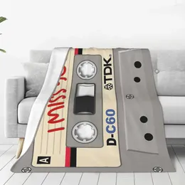 Blankets Vintage Audio Tape -I Miss You! Bed Blanket Covers Luxury Flannel Air Conditioning