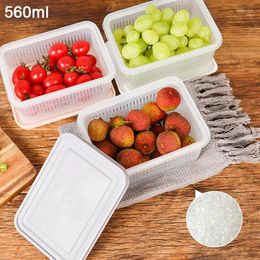 Storage Bottles 1Pc Double Layer Sealed Food Keeper Fresh Box Refrigerator Fruit Drain Crisper Kitchen Strainers Container