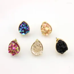Stud Earrings Rock Crystal Druzy Fashion Jewelry Crystals Button For Women