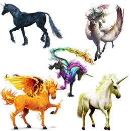 Three Ratels QCF50 Unicorn Nordic Watercolor Fairy Tale Style Art Wall Decal Indoor Scratch Blocking Waterproof Self adhesive